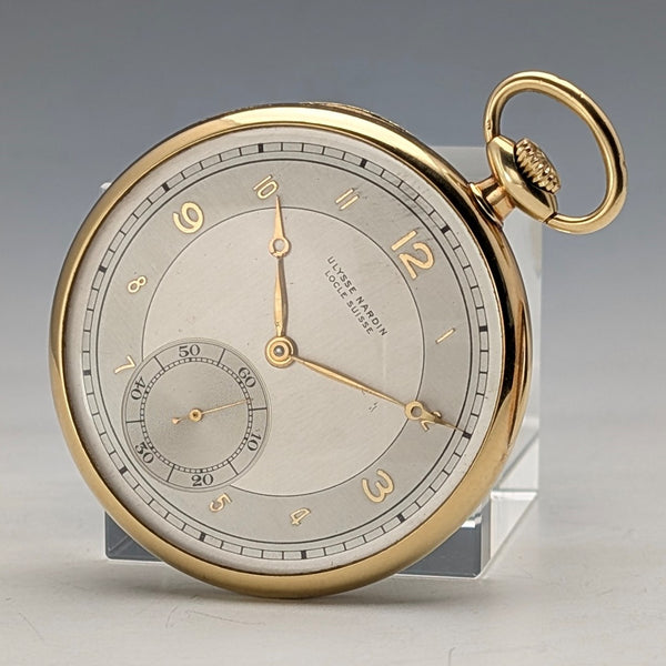 約 1940 年復古 Ulysse Nardin 懷錶 18K 金錶殼,工作狀態良好含錶殼和保修